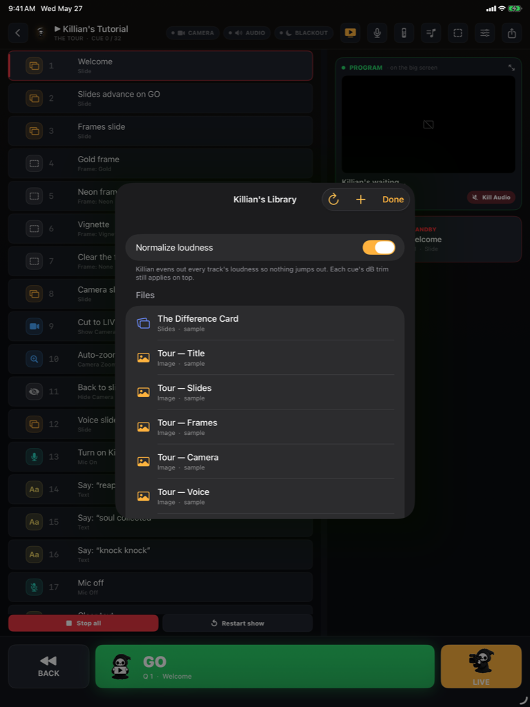 The media library on iPad